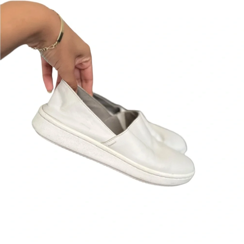 EILEEN FISHER Panda Leather White Sneakers Slip On Shoes